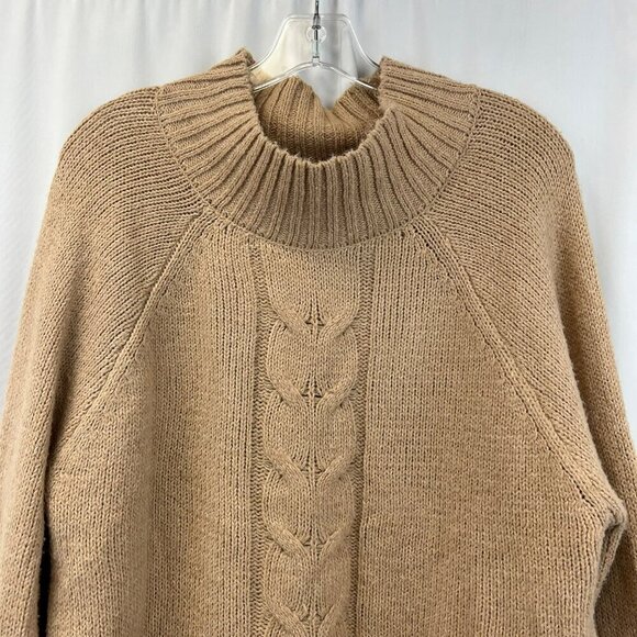 Cozy Co. Women’s Mock Neck Long Raglan Sleeve Pullover Beige Knit Sweater M/L - Picture 2 of 9